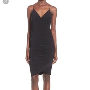 Leith Spaghetti Strappy Wrap  Black Dress